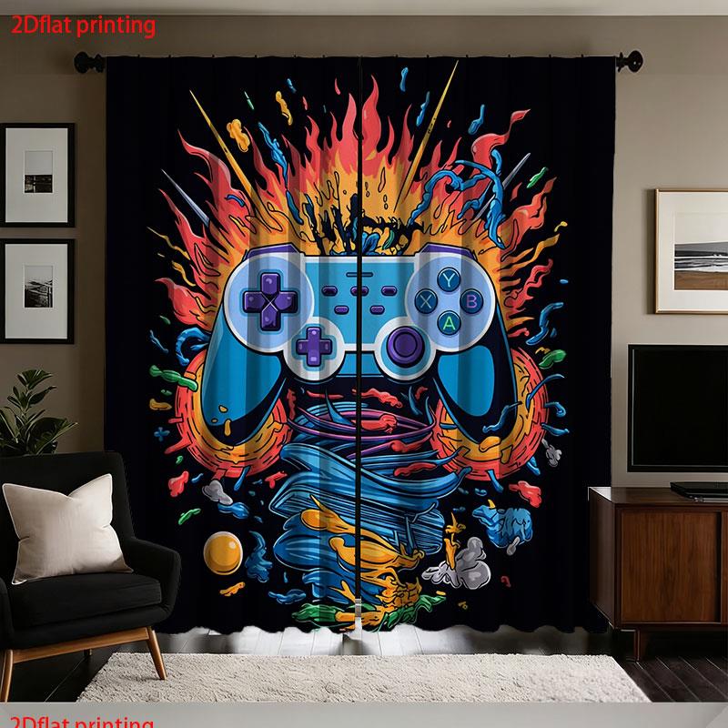 Retro Gaming Cafe - Cortinas de Controle de Videogame Retrô: