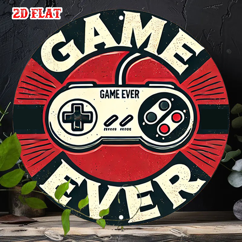 Retro Gaming Us - Placa de Alumínio Redonda Retrô 2D