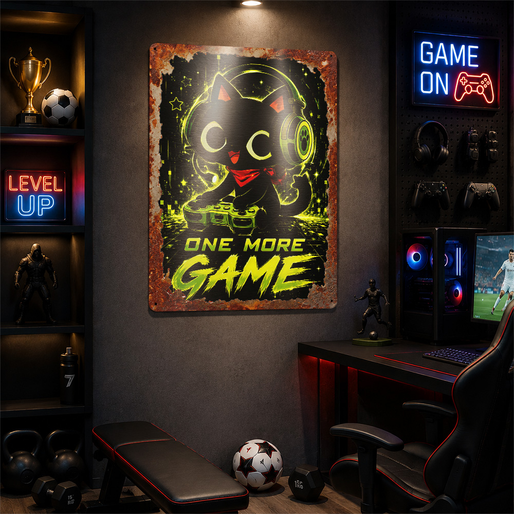 Pôster Metálico de Gato Gamer  - Retro Gaming Cafe avaliação e preço